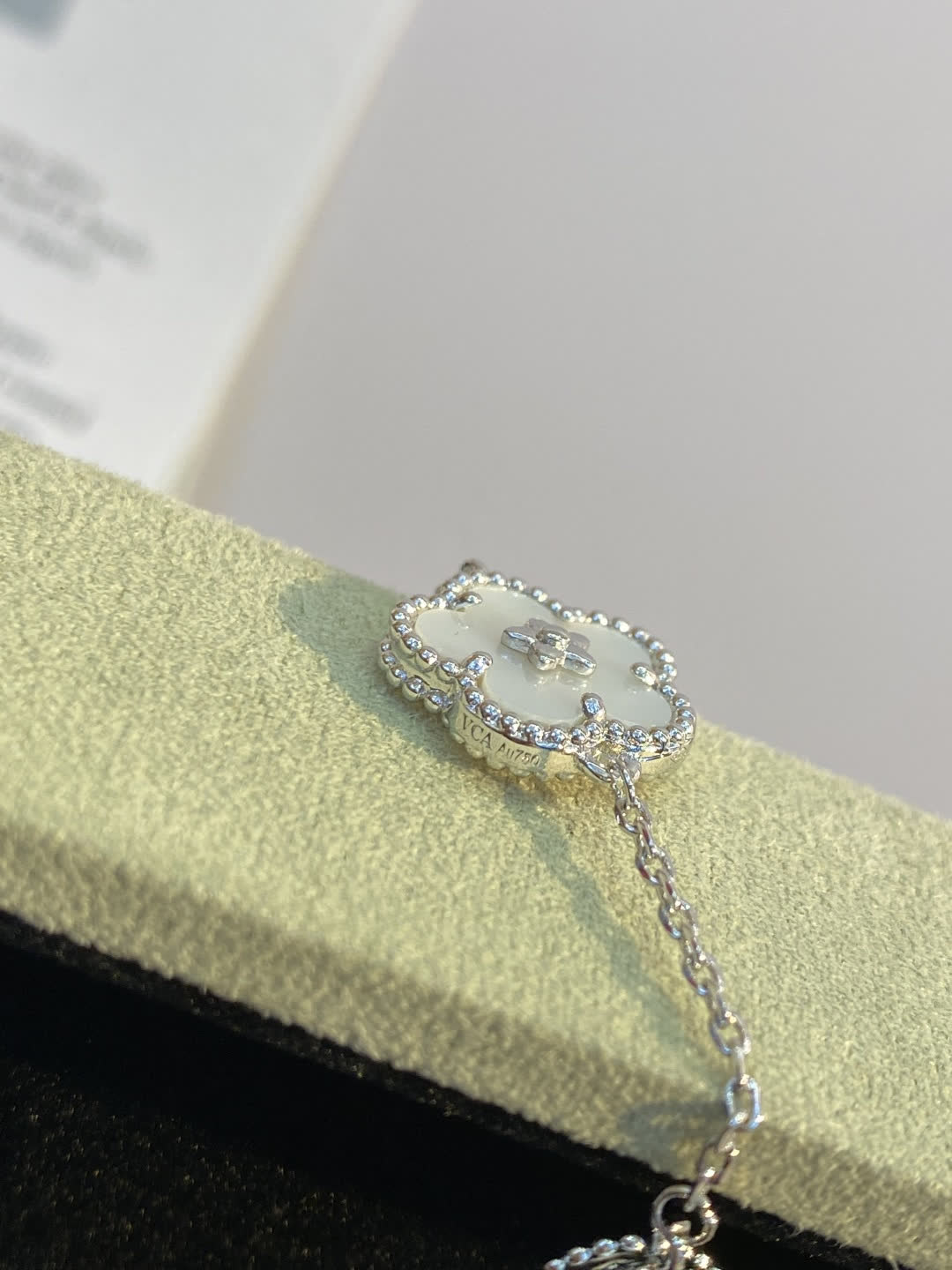 Van Cleef & Arpels Alhambra Opaline Silver Necklace